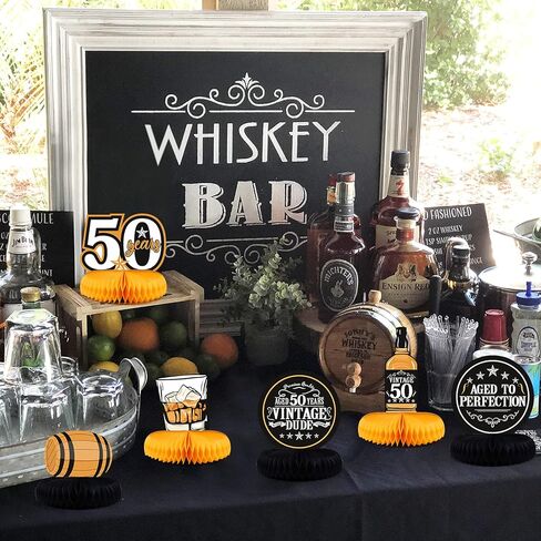 6 قطع من قطع الويسكي المركزية لحفلات عيد الميلاد الخمسين على شكل قرص العسل والتي تتراوح أعمارهم بين أغطية الطاولات من أجل هدايا حفلات عيد الميلاد الخمسين وديكورات حفلات الويسكي in Kuwait