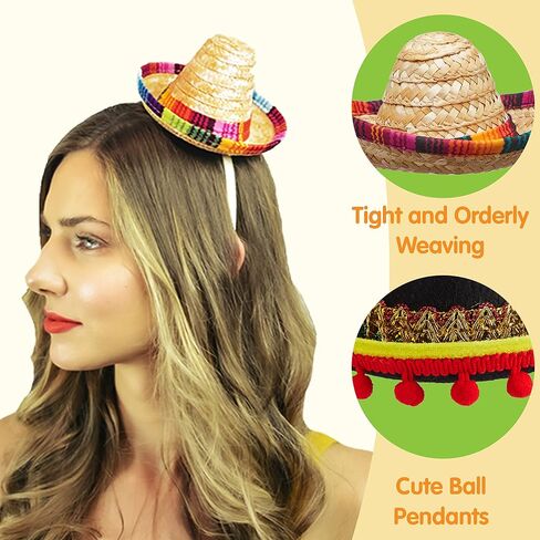 JOYIN 3 PCs Cinco De Mayo Fiesta Fabric and Straw Sombrero Headbands Party Costume for Fun Fiesta Hat Party Supplies, Luau Event Photo Props, Mexican Theme Decorations, Dia De Muertos and Party Favors in Saudi Arabia