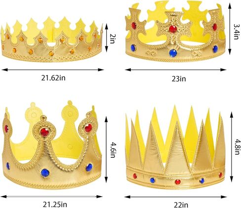 تيجيل 4 قطع كينج تيجان الملكة زي تاج قبعة للهالوين الملكي كوسبلاي حفلة عيد ميلاد صور الدعائم in Kuwait