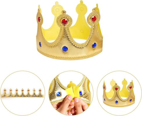 تيجيل 4 قطع كينج تيجان الملكة زي تاج قبعة للهالوين الملكي كوسبلاي حفلة عيد ميلاد صور الدعائم in Kuwait