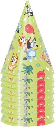 Unique Bluey Birthday Party Supplies Bundle Pack includes Party Cone Hats and 1 Dinosaur Sticker Sheet - 16 Hats in Saudi Arabia