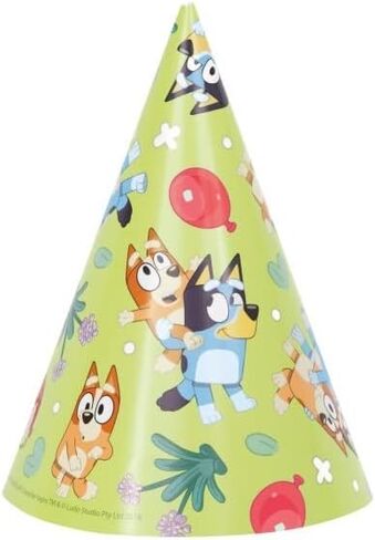 Unique Bluey Birthday Party Supplies Bundle Pack includes Party Cone Hats and 1 Dinosaur Sticker Sheet - 16 Hats in Saudi Arabia