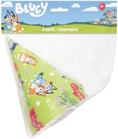 Unique Bluey Birthday Party Supplies Bundle Pack includes Party Cone Hats and 1 Dinosaur Sticker Sheet - 16 Hats in Saudi Arabia
