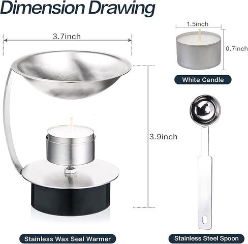 سخان ختم الشمع من إنكي، مجموعة ختم الشمع من الفولاذ المقاوم للصدأ، أداة وعاء فرن صهر الشمع مع ملعقة ذوبان، شموع صغيرة للأظرف، ختم الحروف، خرز ختم الشمع الذائب in Kuwait