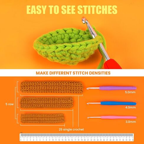 Pllieay 8 Pack of 50g Yarn for Crocheting and Knitting, 8x80m Crochet Yarn Beginner Yarn Knitting Kit with Crochet Hook, Crochet Kit with Easy-to-See Stitches - Worsted Medium #4 Yarn in Saudi Arabia