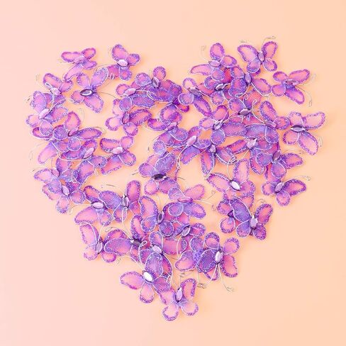 نولكس سلك شبكي لامع على شكل فراشة عبوة من 50 قطعة (ارجواني) in Kuwait