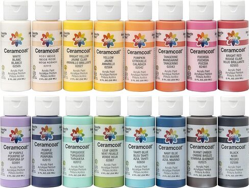 Delta Creative PROMOADA3 16 Color Ceramcoat Acrylic Paint Set, Colors may vary, 2 Fl Oz (Pack of 16) in Saudi Arabia