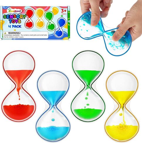 ألعاب حسية إسفنجية للأطفال البالغين - 4 عبوات من ألعاب التململ الحسية ذات الحركة السائلة للأطفال من سن 3 إلى 5 سنوات، ألعاب مهدئة لتخفيف القلق مع التوحد واضطراب فرط الحركة ونقص الانتباه | تخزين المواد للأطفال بنين بنات in Kuwait