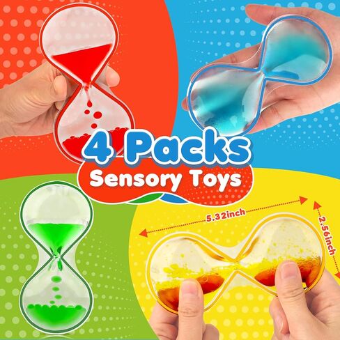 ألعاب حسية إسفنجية للأطفال البالغين - 4 عبوات من ألعاب التململ الحسية ذات الحركة السائلة للأطفال من سن 3 إلى 5 سنوات، ألعاب مهدئة لتخفيف القلق مع التوحد واضطراب فرط الحركة ونقص الانتباه | تخزين المواد للأطفال بنين بنات in Kuwait