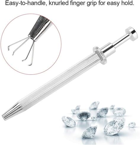 Prong Pick-up, 4 Prongs Diamond Holder Tool with Spring Loaded Plunger Can Grabs Beads Jewelry, Gem Claw Suitable for Precision Sorting Work in Saudi Arabia