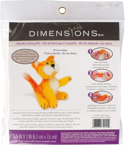 Dimensions Yellow Cat Felt Animals Needle Felting Kit, 3'' x 2.5'' in Saudi Arabia