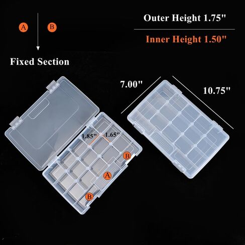 BangQiao 6 Pack Small Clear Plastic Storage Organizer Box with 8 Adjustable Dividers and 3 Fixed Sections, Stackable Carrying Case with Handle and Hinged Lid for Art, DIY Craft Supplies, Tackle in Kuwait
