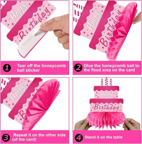 8Pcs Hot Pink Birthday Decorations Honeycomb Centerpieces for Girls Women, Happy Birthday Table Centerpieces Party Supplies, 10th 16th 21st 30th 40th 50th 60th Birthday Table Topper Décor in Kuwait