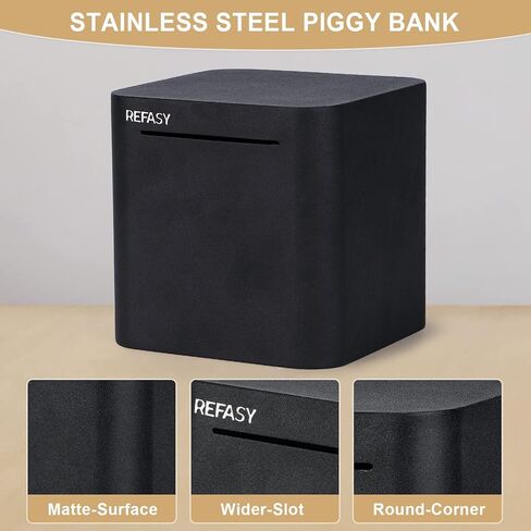 Refasy Adult Piggy Bank,Metal Saving Box Stainless Steel Piggy Bank for Real Money Cash Coin Can Piggy Bank for Adults Must Break to Open Money Bank Savings Box for Cash Saving 4.72 inch in Kuwait