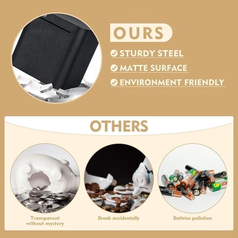 Refasy Adult Piggy Bank,Metal Saving Box Stainless Steel Piggy Bank for Real Money Cash Coin Can Piggy Bank for Adults Must Break to Open Money Bank Savings Box for Cash Saving 4.72 inch in Kuwait