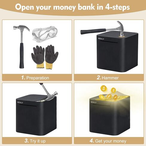 Refasy Adult Piggy Bank,Metal Saving Box Stainless Steel Piggy Bank for Real Money Cash Coin Can Piggy Bank for Adults Must Break to Open Money Bank Savings Box for Cash Saving 4.72 inch in Kuwait