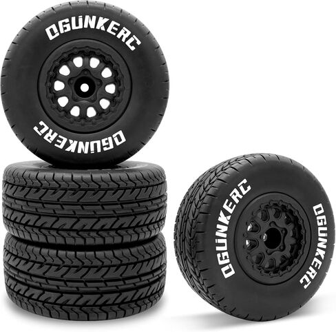 OGRC 4PCS 12mm Hex Tires Plastic Wheel Rims with Foam Inserts Rubber Tyres for 1/10 Tires for Traxxas Slash Redcat Axial Redcat HSP Tamiya HPI Kyosho RC Short Course Truck in Saudi Arabia