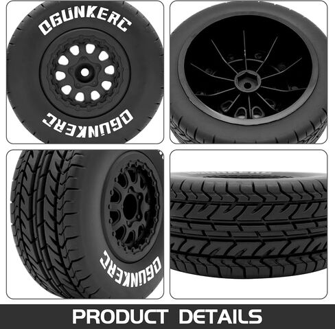 OGRC 4PCS 12mm Hex Tires Plastic Wheel Rims with Foam Inserts Rubber Tyres for 1/10 Tires for Traxxas Slash Redcat Axial Redcat HSP Tamiya HPI Kyosho RC Short Course Truck in Saudi Arabia