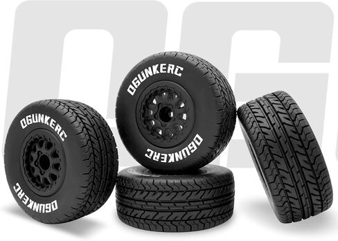 OGRC 4PCS 12mm Hex Tires Plastic Wheel Rims with Foam Inserts Rubber Tyres for 1/10 Tires for Traxxas Slash Redcat Axial Redcat HSP Tamiya HPI Kyosho RC Short Course Truck in Saudi Arabia
