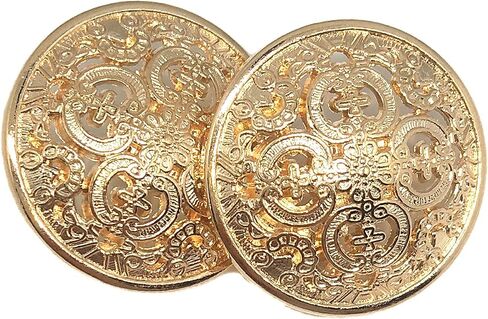 20PCS Clothes Button - Retro Hollow Sewing Button Shank Round Shaped Metal Button Set for Men Women Blazer, Coat, Uniform, Shirt, Suit and Jacket (Tea Golden, 20mm) in Kuwait