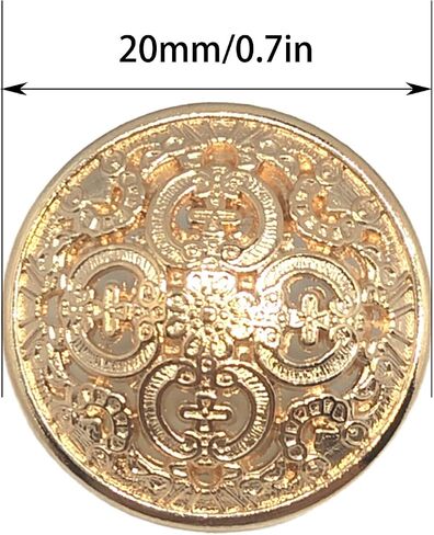 20PCS Clothes Button - Retro Hollow Sewing Button Shank Round Shaped Metal Button Set for Men Women Blazer, Coat, Uniform, Shirt, Suit and Jacket (Tea Golden, 20mm) in Kuwait
