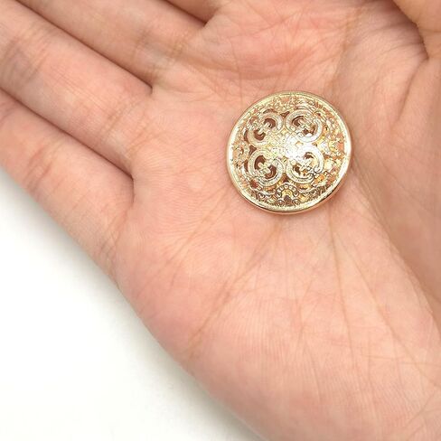 20PCS Clothes Button - Retro Hollow Sewing Button Shank Round Shaped Metal Button Set for Men Women Blazer, Coat, Uniform, Shirt, Suit and Jacket (Tea Golden, 20mm) in Kuwait