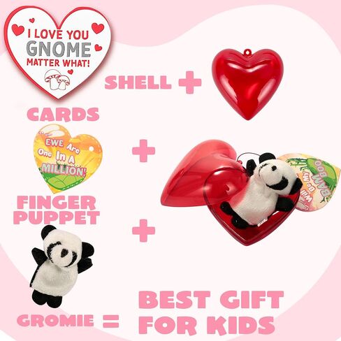 JOYIN 28 Packs Valentines Day Prefilled Hearts with Plush Animal Finger Puppet and Valentins Card for Kids Valentine Classroom Exchange, Valentine Party Favors, Gift Exchange, Game Prizes in Saudi Arabia
