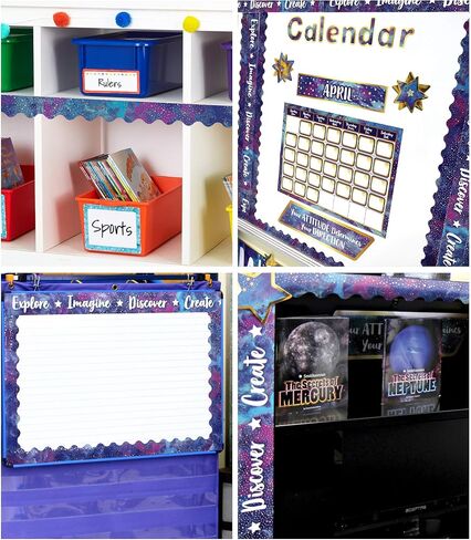 Carson Dellosa Galaxy Bulletin Board Borders, 39 Feet of Scalloped Marble, Gold Dot Classroom Borders for Bulletin Board, White Board, Cork Board, Galaxy Decor, Desk Decor, and Classroom Decor in Saudi Arabia
