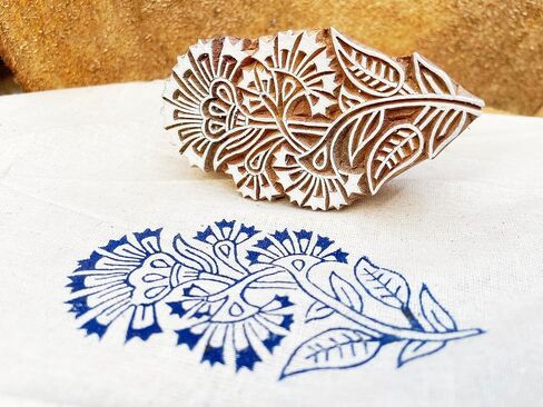 Wooden Block Stamp Floral Handmade Pailsly Patterned Block, Textile Printing Equipment, Home & Office Decor, Cookies Aand Henna in Saudi Arabia