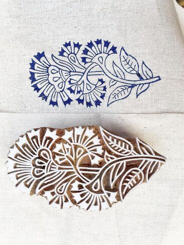 Wooden Block Stamp Floral Handmade Pailsly Patterned Block, Textile Printing Equipment, Home & Office Decor, Cookies Aand Henna in Saudi Arabia