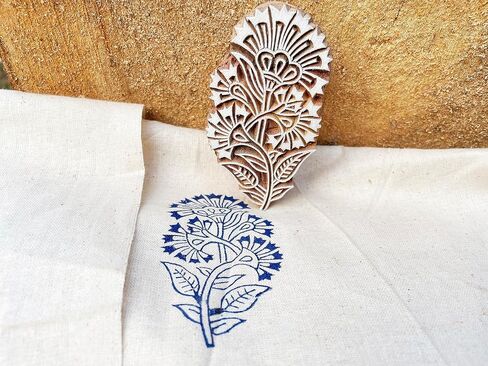 Wooden Block Stamp Floral Handmade Pailsly Patterned Block, Textile Printing Equipment, Home & Office Decor, Cookies Aand Henna in Saudi Arabia