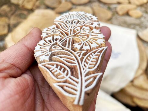 Wooden Block Stamp Floral Handmade Pailsly Patterned Block, Textile Printing Equipment, Home & Office Decor, Cookies Aand Henna in Saudi Arabia