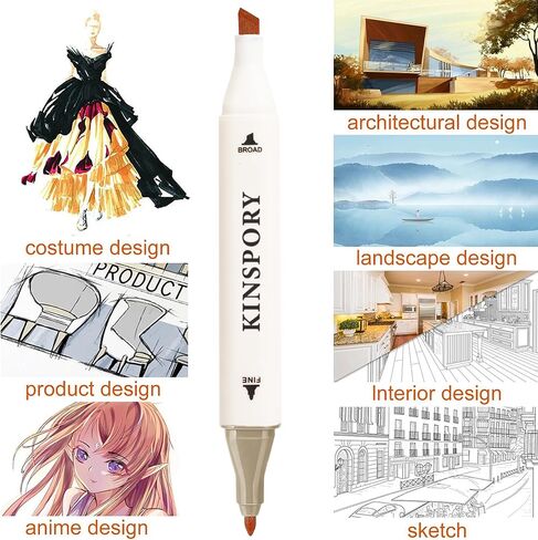 120 قطعة من أقلام تحديد الكحول من KINSPORY، علبة خشبية فاخرة، أقلام رسم فنية بيضاء مزدوجة الرأس، هدية للفنانين والأطفال البالغين - وردي in Kuwait