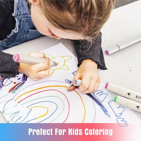 120 قطعة من أقلام تحديد الكحول من KINSPORY، علبة خشبية فاخرة، أقلام رسم فنية بيضاء مزدوجة الرأس، هدية للفنانين والأطفال البالغين - وردي in Kuwait