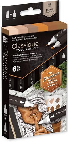 Spectrum Noir Classique Design Alcohol Marker Dual Nib Pens Set-Basics-Pack of 6 in Saudi Arabia