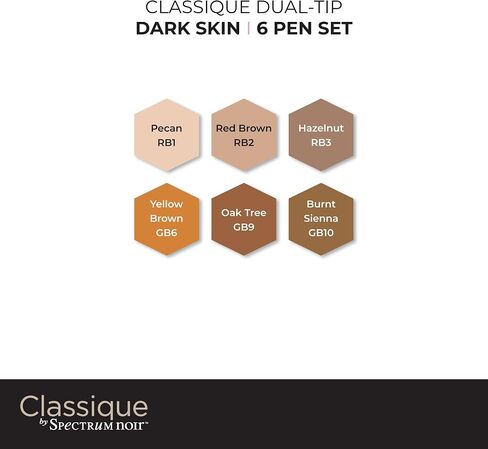 Spectrum Noir Classique Design Alcohol Marker Dual Nib Pens Set-Basics-Pack of 6 in Saudi Arabia
