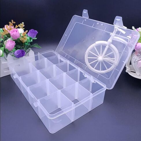 15 Large Grids Clear Plastic Organizer Storage Box for Washi Tape,Adjustable Compartments with Dividers,Container Holder for Ribbon,Sewing,Thread,Masking Tape,DIY Sticker Roll Tape in Saudi Arabia