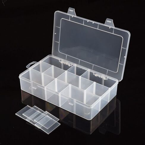15 Large Grids Clear Plastic Organizer Storage Box for Washi Tape,Adjustable Compartments with Dividers,Container Holder for Ribbon,Sewing,Thread,Masking Tape,DIY Sticker Roll Tape in Saudi Arabia