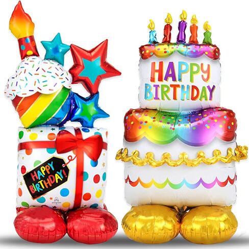 بالون عيد ميلاد سعيد كبير الحجم قائم بذاته، لوازم تزيين حفلات اعياد الميلاد وبالون كعكة عيد الميلاد وبالون هدية عيد الميلاد in Kuwait