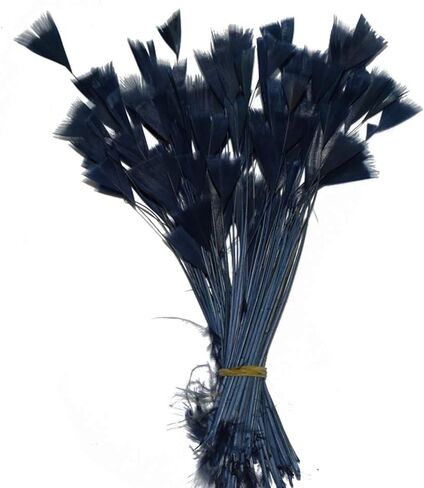 AMIZOB Pack of 100 Natural Dyed Turkey Flat Feathers 5-6inch Plumes Decoration Craft Accessories (Black) in Saudi Arabia