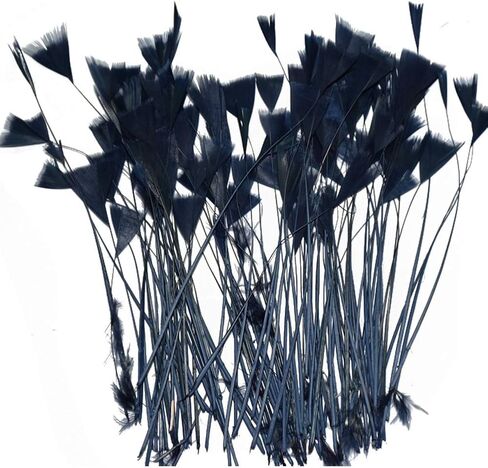 AMIZOB Pack of 100 Natural Dyed Turkey Flat Feathers 5-6inch Plumes Decoration Craft Accessories (Black) in Saudi Arabia