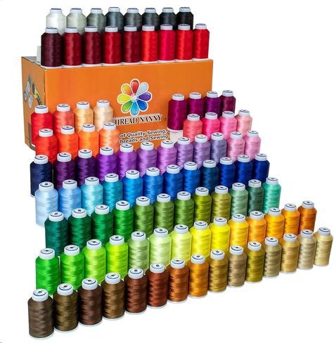 100 Colors Polyester Machine Embroidery Thread Kit 500M (550Y) Each Spool - Works with Brother Colors Babylock Janome Singer Husqvarna Bernina Sewing and Embroidery Machines in Saudi Arabia