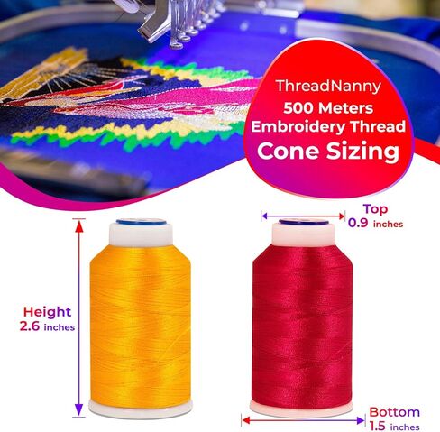 100 Colors Polyester Machine Embroidery Thread Kit 500M (550Y) Each Spool - Works with Brother Colors Babylock Janome Singer Husqvarna Bernina Sewing and Embroidery Machines in Saudi Arabia