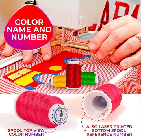 100 Colors Polyester Machine Embroidery Thread Kit 500M (550Y) Each Spool - Works with Brother Colors Babylock Janome Singer Husqvarna Bernina Sewing and Embroidery Machines in Saudi Arabia