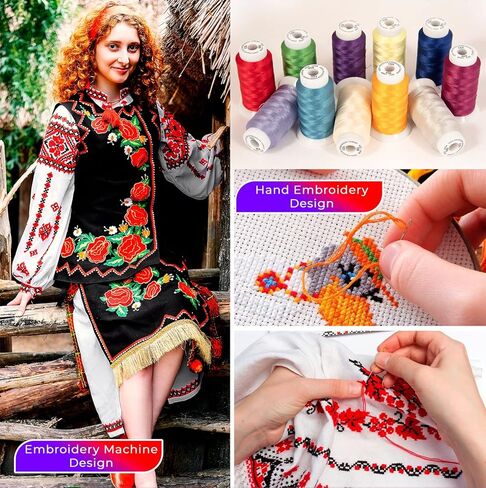 100 Colors Polyester Machine Embroidery Thread Kit 500M (550Y) Each Spool - Works with Brother Colors Babylock Janome Singer Husqvarna Bernina Sewing and Embroidery Machines in Saudi Arabia