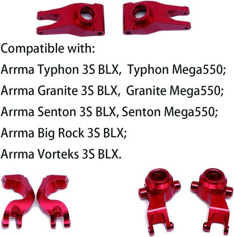 مجموعة حاملات محور التوجيه الأمامي الخلفي من سبيكة مجموعة ذراع المفصل لـ Arrma 3S BLX Typhon Vorteks Senton Granite Big Rock، أجزاء ترقية Mega550 Typhon Senton Granite (أحمر) in Saudi Arabia