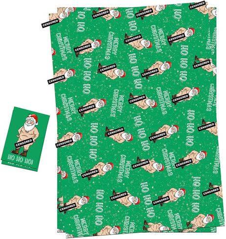 أوراق ورق تغليف عيد الميلاد من LimaLima + علامات هدايا (حزمة 2) تصميم سانتا العاري المضحك والوقح للرجال والنساء in Kuwait