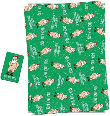 أوراق ورق تغليف عيد الميلاد من LimaLima + علامات هدايا (حزمة 2) تصميم سانتا العاري المضحك والوقح للرجال والنساء in Kuwait