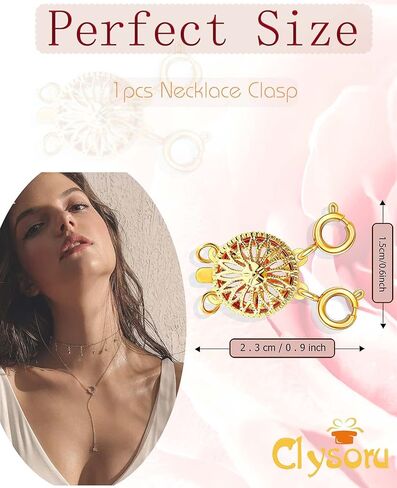 مشبك فاصل للقلادة للنساء من الذهب والفضة عيار 14 قيراط خال من التشابك، مشبك قفل مجوهرات امان محول سلسلة موسع in Kuwait