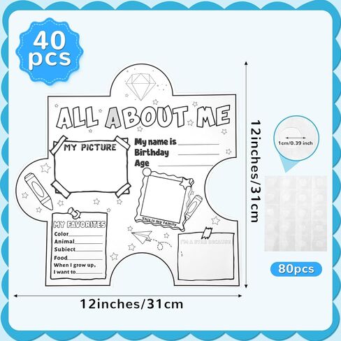 فيوسوري 40 قطعة من ملصقات اول اباوت مي لطلاب المرحلة الابتدائية، بوستر ستار اوف ذا ويك لتزيين الفصول الدراسية للمعلمين ورياض الاطفال ومرحلة ما قبل المدرسة in Kuwait